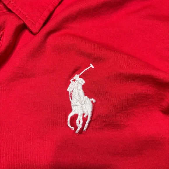 Polo Golf Shirt Womens Large Classic Fit Polo Red White Pony Preppy Large Work - Picture 3 of 6